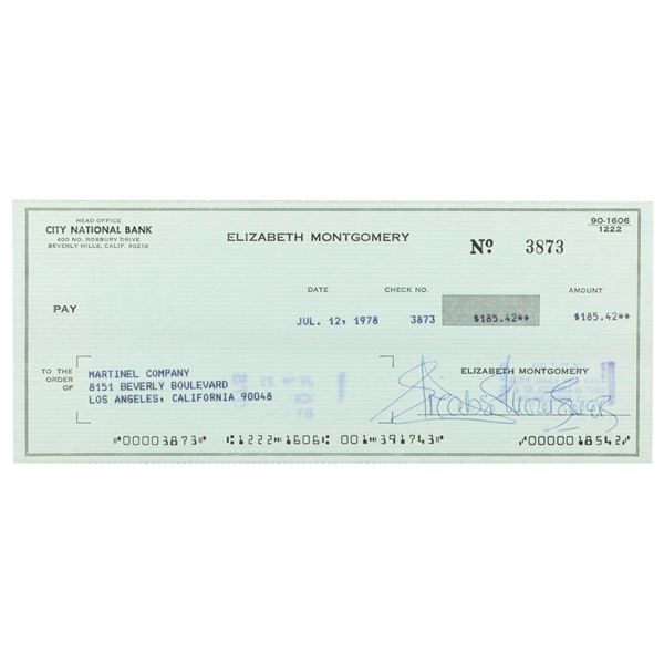An Elizabeth Montgomery Signed Check.