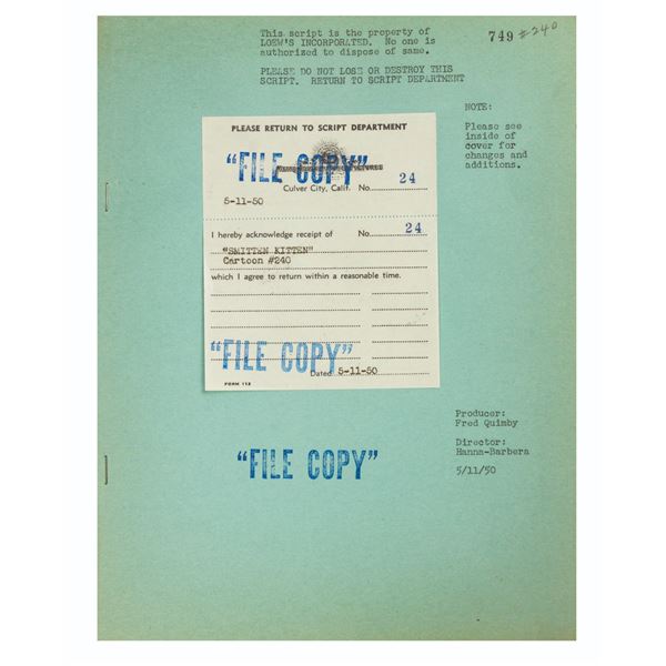 A Tom and Jerry "Smitten Kitten" Script.
