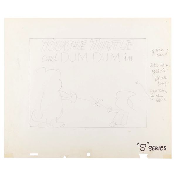A "Touche Turtle and Dum Dum" Rough Title Layout Drawing.