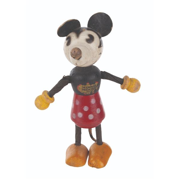 A Fun-E-Flex Wooden Minnie Mouse Doll.