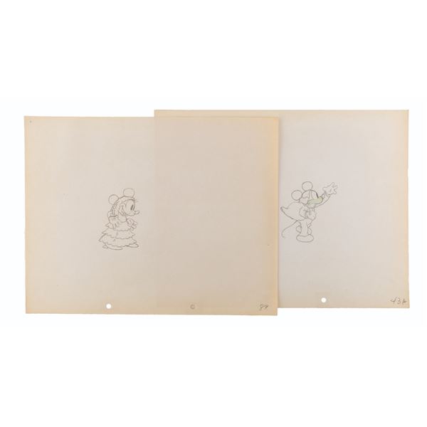 Mickey and Minnie Mouse Production Drawings for "Mickey's Mellerdrammer."