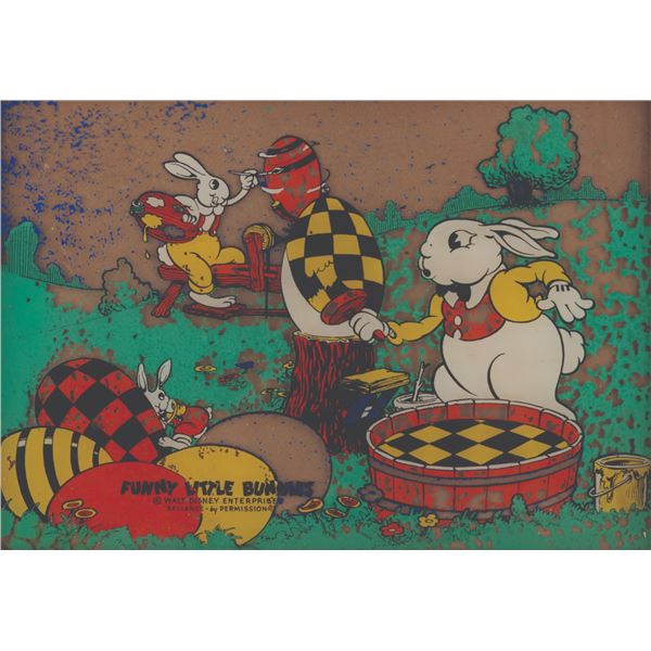 "Funny Little Bunnies" Colored Enamel on Glass.