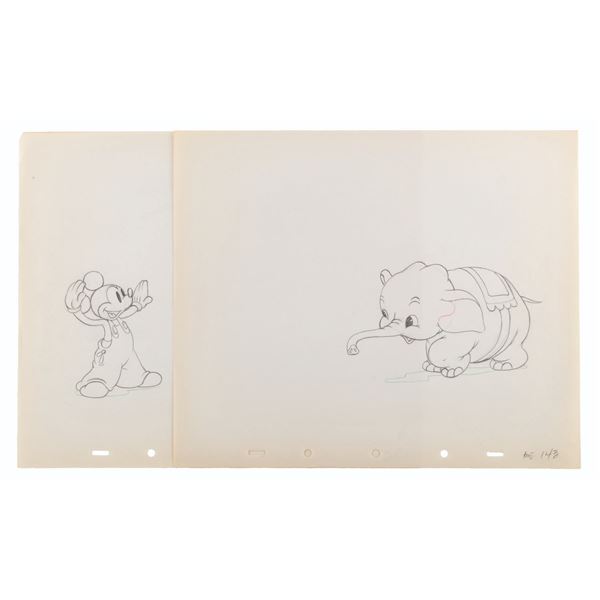 A Pair of "Mickey's Elephant" Production Drawings.