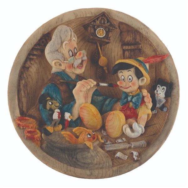 A "Pinocchio" and Geppetto 3-D Relief Plate.