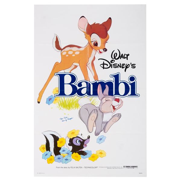 A Signed "Bambi" 40th Anniversary Re-Release One-Sheet.