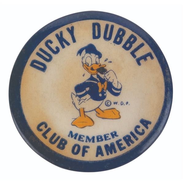 A Ducky Dubble Club of America Membership Button.