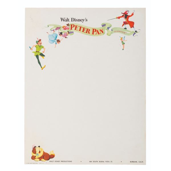 A Sheet of Disney Studio "Peter Pan" Letterhead.
