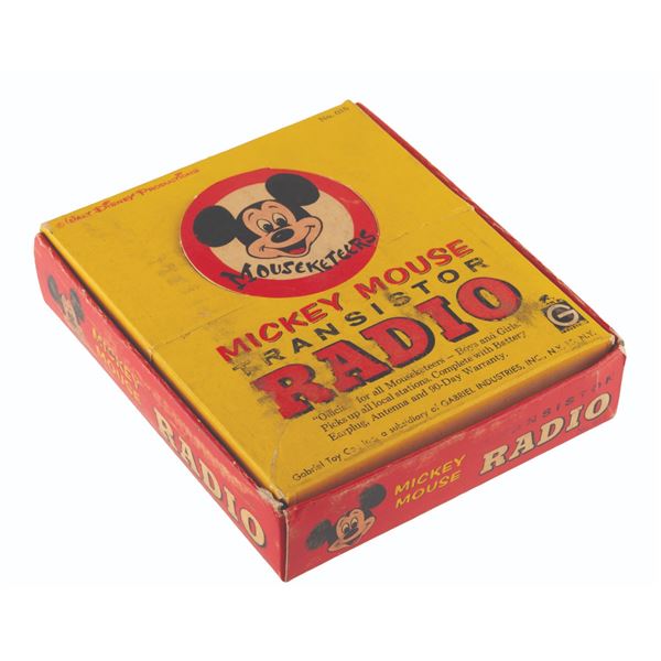 A Mousketeers Mickey Mouse Transistor Radio in Box.