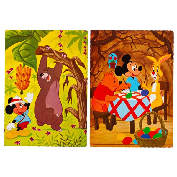 A Pair of Mickey with Pooh and "The Jungle Book" Postcards.