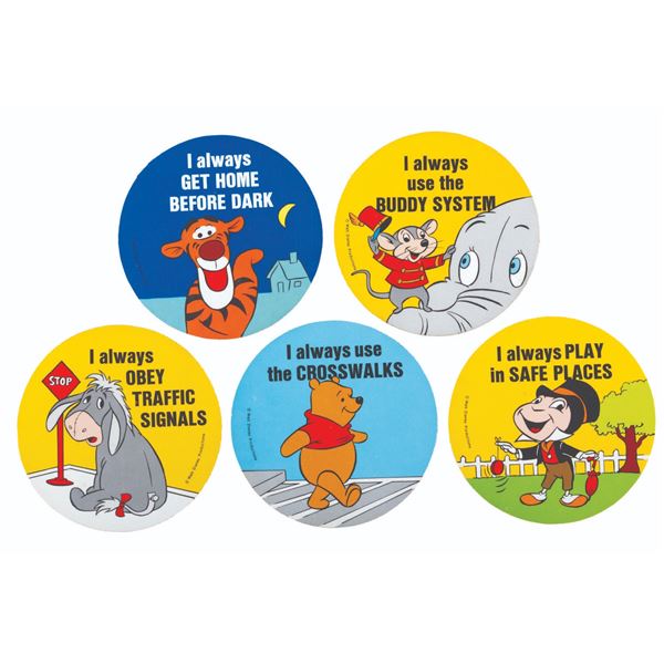 A Set of 1970s Disney Safety Stickers.