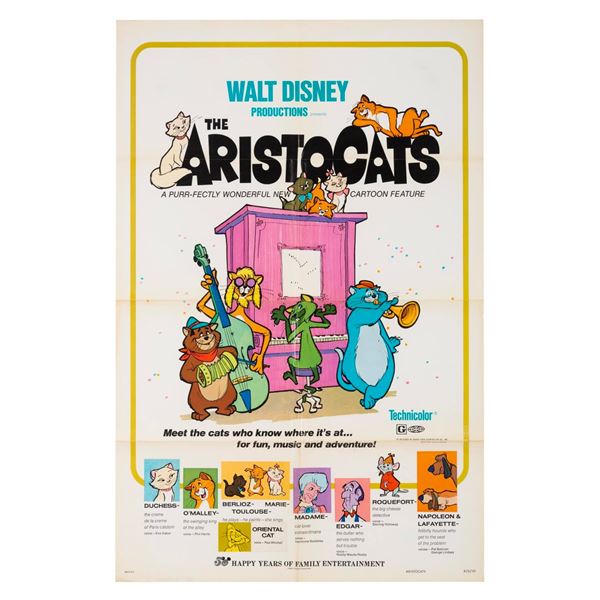 A Rare Re-Release One-Sheet for "The Aristocats."