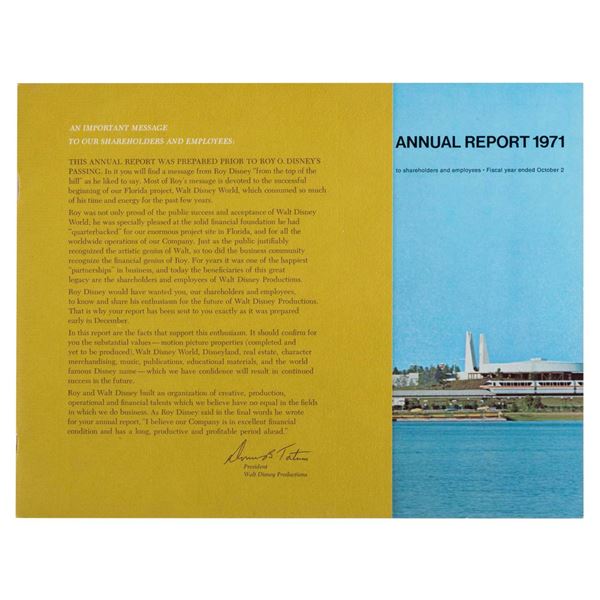 A 1971 Walt Disney Productions Annual Report.