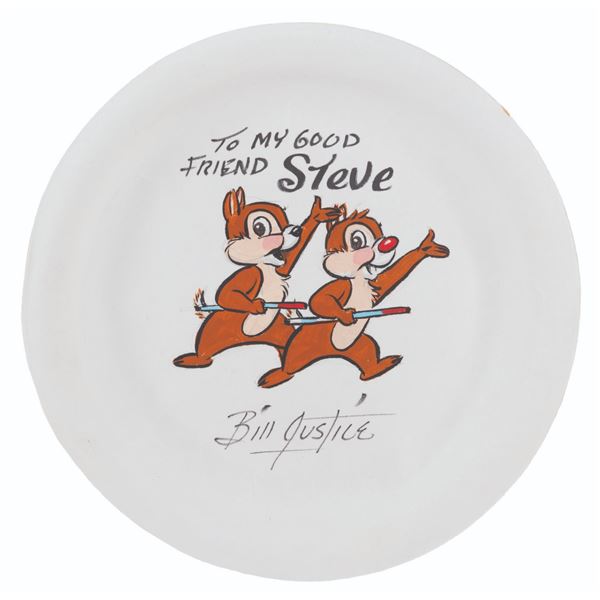 A Bill Justice Chip ‘n Dale Drawing on a Paper Plate.