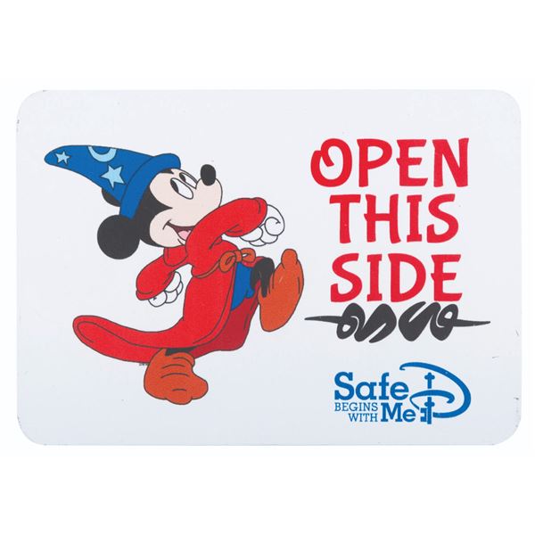 A Mickey Mouse Backstage Safe-D Sign.