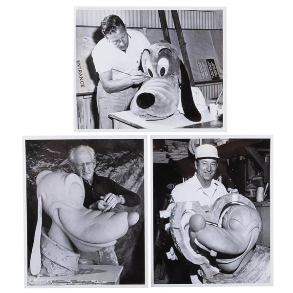 Three Disneyland Pluto Costume Publicity Photos.