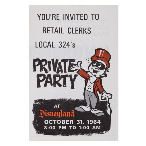 A Disneyland Retail Clerks Party Flyer.