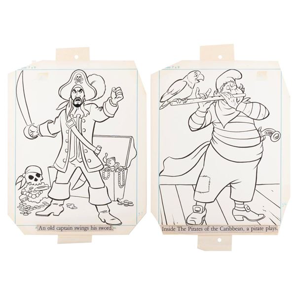 Early Pirates of the Caribbean Coloring Book Original Art.