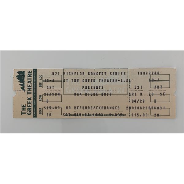 Oak Ridge Boys ticket Greek Theatre 05/21/83