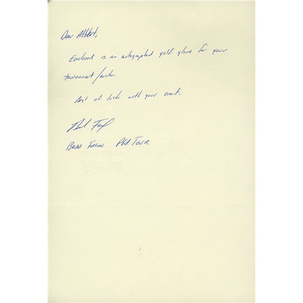 Golfer Brad Faxon handwritten signed letter
