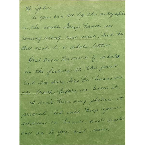All In The Family Sally Struthers handwritten letter