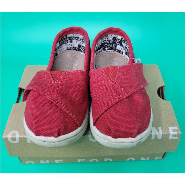 Children's Toms Classic Red Canvas Shoes