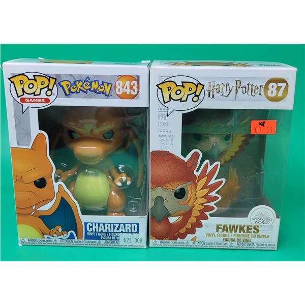 2 Funko Pop! Vinyl Figures w/ Pokemon Charizard & Harry Potter Fawkes