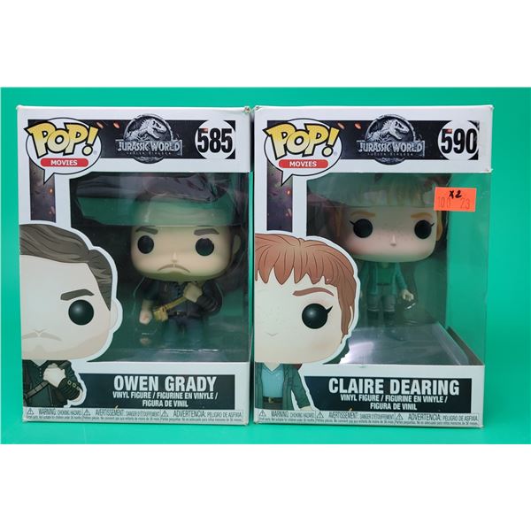 2 Jursassic World Funko Pop! Vinyl Figures (Owen Grady & Claire Dearing)