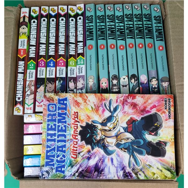 Lot of Assorted Manga w/ Chainsaw Man, Spy x Family, My Hero Academia, & More