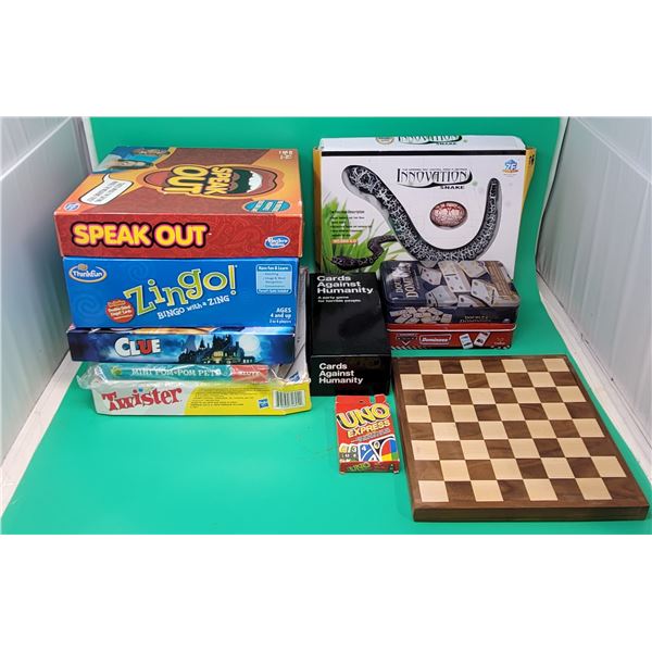 Game Lot w/ Clue, Twister, Cards Against Humanity, & More