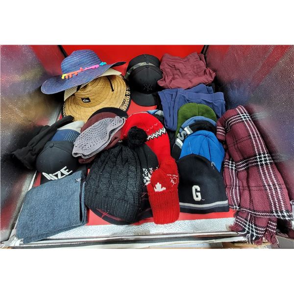 Accessory Lot w/ Toques, Sun Hats, Baseball Hats, Scarves, & More