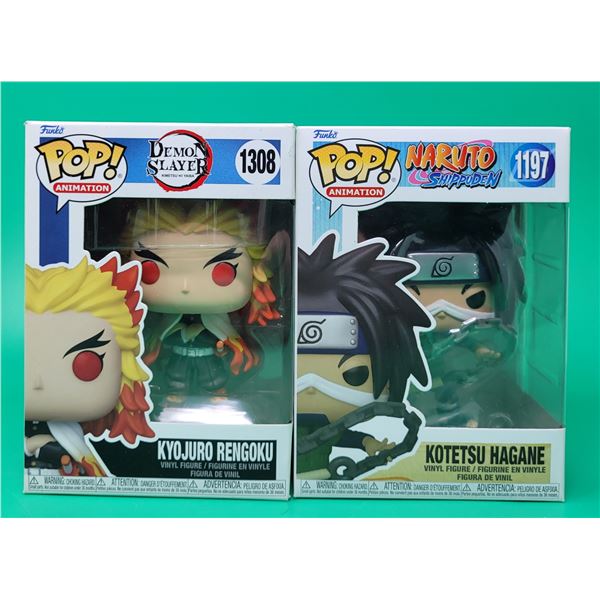2 Funko Pop! Vinyl Figures (Demon Slayer Kyojuru Rengoku & Naruto Shippuden Kotetsu Hagane)