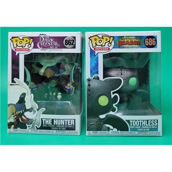 2 Funko Pop! Vinyl Figures (The Dark Crystal The Hunter & How to Train Your Dragon Toothless)