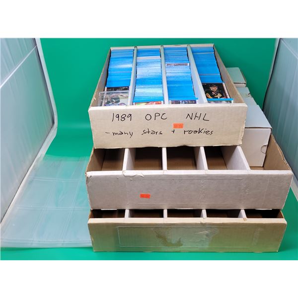Lot of 1989 OPC NHL Cards & Card Storage Boxes