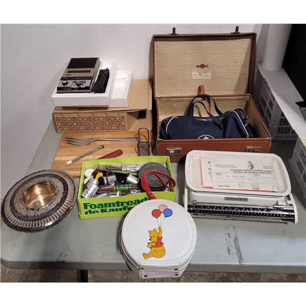 Variety Lot w/ Winnie The Pooh Case, Air Canada Bag, Sears Cassette Recorder, & More