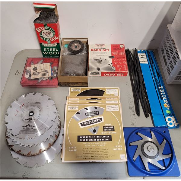 Tool Lot w/ Saw Blades, Steel Wool, & More
