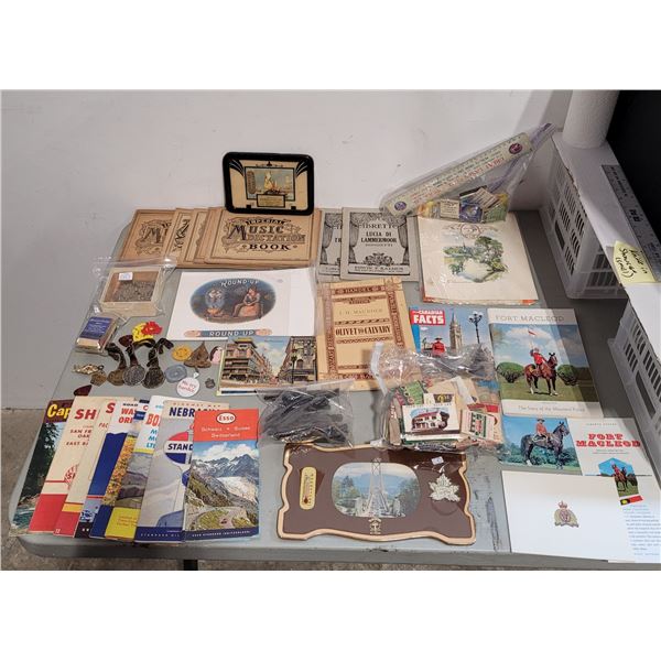 VTG Canadian memorabilia, medals, plack with thermometer, medals etc.