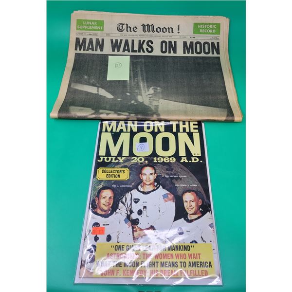Man Walks on the Moon newspaper and Magazine, 1969
