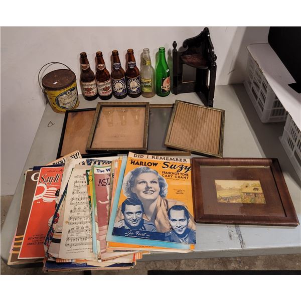 VTg collectables, Beer bottles, Tin, Picture frames and Sheet music