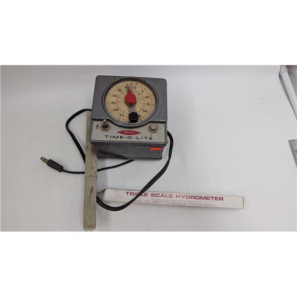 VTG Time-O-Lite Darkroom Timer, Triple Scale Hydrometer, & Ruler