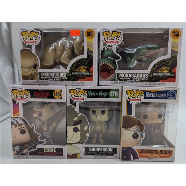 Lot of Assorted Funko Pop! Vinyl Figures w/ Jurassic World, Stranger Things, Rick & Morty, & More