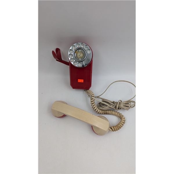 Red Rotary Wall Telephone