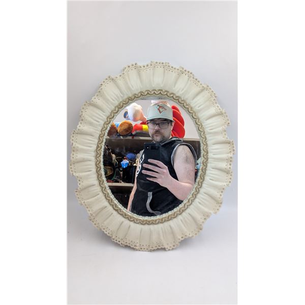White Ruffled Wall Mirror
