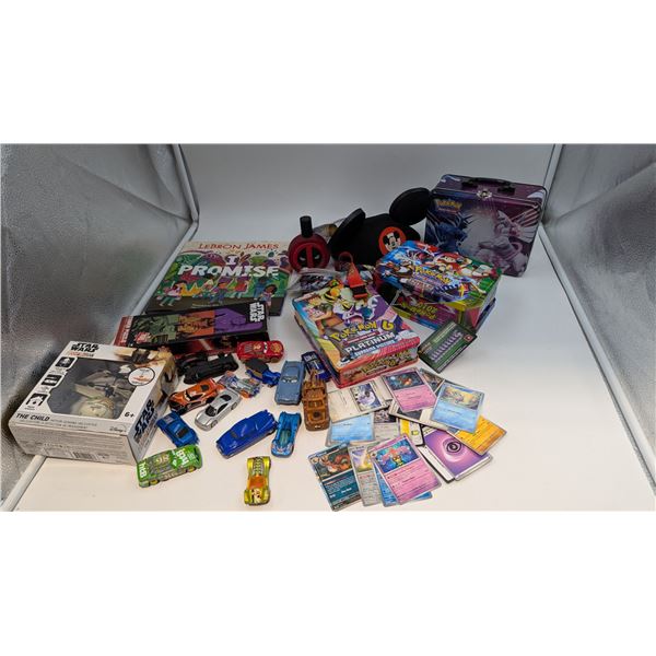 Lot of Assorted Toys w/ Pokemon Lunch Box, Vehicles, Star Wars The Child Motion Sensing Helicopter, 