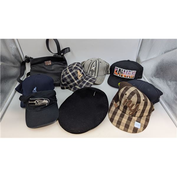 Accessory Lot w/ Kenneth Cole Shoulder Bag, 2 Kangol Hats, & More