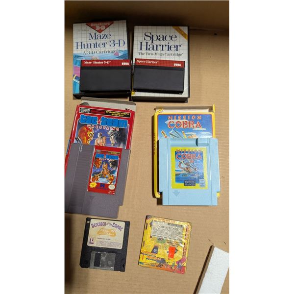 2 Sega Cartridges, 2 Nintendo Entertainment Systerm Games, & VTG PC Games