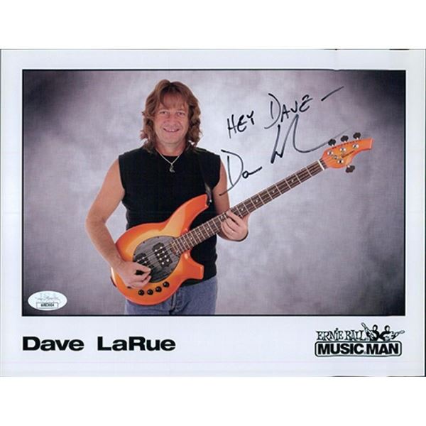 Bassist Dave LaRue signed photo. JSA Authenticated