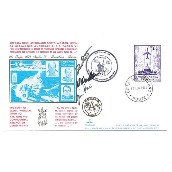Moonwalkers David Scott, Al Worden and Jim Irwin signed FDC