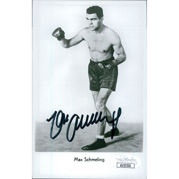 Max Schmeling Signed 3.5x5.5 Cardstock Photo