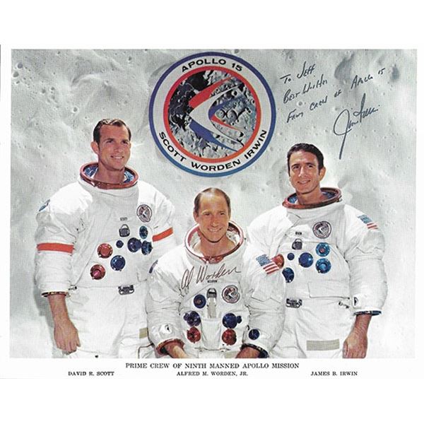 Astronauts Jim Irwin and Al Worden signed NASA photo