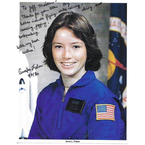 Astronaut Anna l Fisher signed NASA photograph